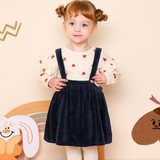 Váy yếm bé gái nhung logo tim MM. HA4121