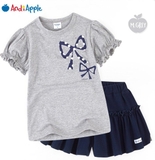 Bộ cotton in nơ quần giả váy bèo bé gái Andi. HA5092