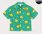 Áo cotton hè cổ sơ mi họa tiết gấu xù bé trai Hej. HA0388