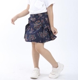 Chân váy họa tiết nền navy Green Leave. HA0186