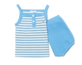 Bộ hai dây cotton dệt tổ ong bé trai bé gái Cún xanh baby. HA1370