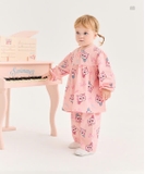 Bộ áo váy cotton dài tay mèo nơ bé gái MB. HA2923