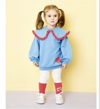 Bộ nỉ da cá bé gái áo cổ sen lé bèo Hej. HA2545