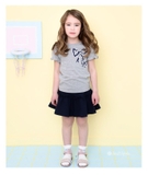 Bộ cotton in nơ quần giả váy bèo bé gái Andi. HA5092