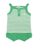 Bộ hai dây cotton dệt tổ ong bé trai bé gái Cún xanh baby. HA1370