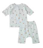 Bộ cotton giấy lửng bé trai bé gái Cún xanh + Mink baby. HA0538