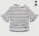 Áo cotton kẻ nơ ngực bé gái Jelis. HA0842