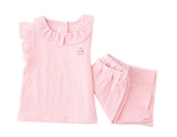 Bộ cotton xốp hồng cổ sen tay bèo cánh tiên bé gái Mink. HA1262