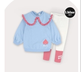 Bộ nỉ da cá bé gái áo cổ sen lé bèo Hej. HA2545