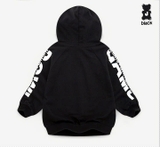 Áo nỉ da cá hoddies tay phối chữ bé trai bé gái Jelis. HA2819