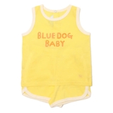 Bộ ba lỗ áo vải thoáng quần viền thể thao bé trai bé gái Cún xanh baby. HA3488