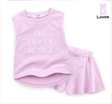 Bộ cotton xước quần giả váy The love is true bé gái Jelis. HA3338