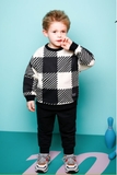 Bộ nỉ da cá ô vuông đen trắng bé trai Jelis. HA4638