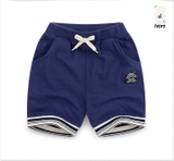 Quần short cotton phối gấu kẻ bé trai bé gái Jelis. HA3284