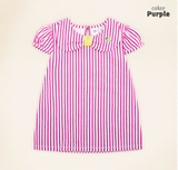Áo cotton cổ nơ kẻ hồng bé gái Moli. HA3230