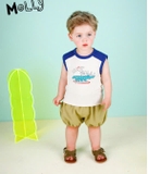 Áo cotton phối vai in cá sấu Enjoy bé trai Moli. HA3240
