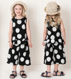 Bộ cotton chấm bi nền đen bé gái Andi. HA2314