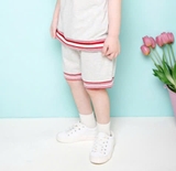 Quần short cotton phối gấu kẻ bé trai bé gái Jelis. HA3284