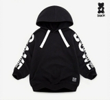 Áo nỉ da cá hoddies tay phối chữ bé trai bé gái Jelis. HA2819