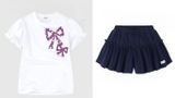 Bộ cotton in nơ quần giả váy bèo bé gái Andi. HA5092
