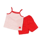 Set bộ áo dây hoa đỏ + quần đỏ cotton giấy xuất Hàn. HA1015