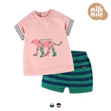 Bộ trẻ em áo in hình báo Cheetah tay phối kẻ MM. HA1069