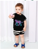 Bộ trẻ em áo in hình báo Cheetah tay phối kẻ MM. HA1069