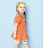 Áo váy cotton xước bé gái in chữ Hej cherry. HA2892