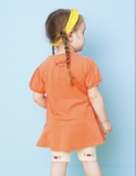 Áo váy cotton xước bé gái in chữ Hej cherry. HA2892