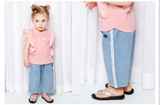 Quần jeans giấy bé gái phối sọc sườn MM. HA2164