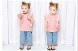 Quần jeans giấy bé gái phối sọc sườn MM. HA2164