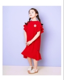 Váy tay bèo đính hoa ngực muslin bé gái Andi. HA3269