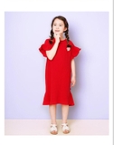 Váy tay bèo đính hoa ngực muslin bé gái Andi. HA3269