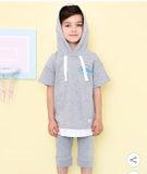 Bộ cotton áo mũ phối gấu bé trai bé gái Andi. HA2292