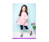 Bộ cotton áo váy phối bèo ngực đính ngôi sao bé gái Jelis. HA2274