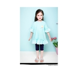 Bộ cotton áo váy phối bèo ngực đính ngôi sao bé gái Jelis. HA2274