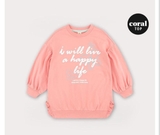 Áo váy nỉ da cá I will live a happy life bé gái Hej. HA3459