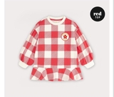 Áo váy da cá kẻ caro logo hoa sweety bé gái Hej. HA3519