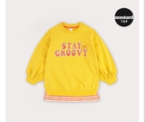 Áo váy nỉ da cá phối gấu kẻ Stay groovy bé gái Hej. HA3520