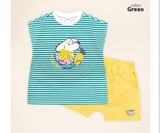 Bộ kẻ cotton in hình cún trái cây bé trai bé gái Moli. HA1446
