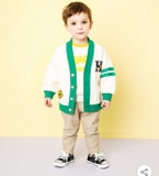 Áo cardigan nỉ da cá viền xanh chữ H bé trai Hej. HA3761