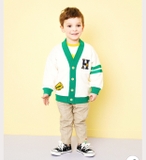 Áo cardigan nỉ da cá viền xanh chữ H bé trai Hej. HA3761