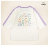 Áo thun tay lỡ phối màu tay Roar khủng long bé trai bé gái Moli. HA3991