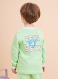 Bộ thun bo gấu lé màu dài tay lưng in Feel beat bé trai bé gái Jelis. HA4025