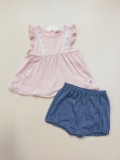 Bộ cotton xước mix áo sát nách + quân phồng Pim. HA0392 (2 màu)