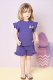 Bộ cotton áo nơ hoa ngực quần bèo gấu bé gái Jelis. HA5183