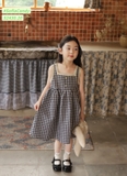 Váy caro viền ren bé gái Sofia. HA2126