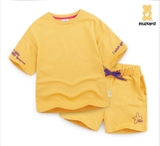 Bộ cotton trơn phối tay chữ bé trai bé gái Jelis. HA5182