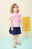 Bộ cotton áo hoa tay phối voan quần giả váy bèo điệu bé gái Jelis. HA5184