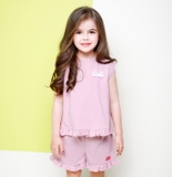 Bộ cotton bèo chéo lưng nơ ngực bé gái Jelis. HA3347